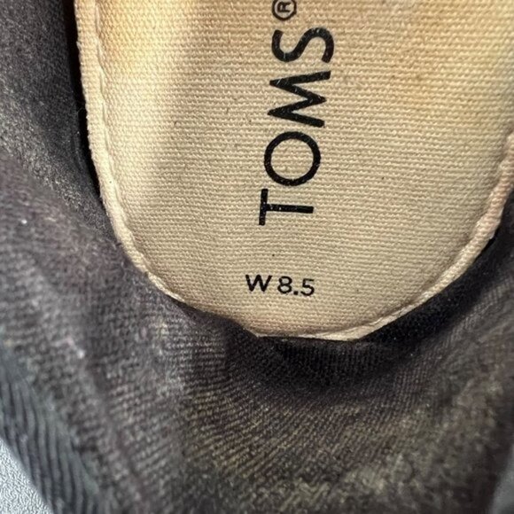 Toms Belmont Canvas Slip On Sneakers Shoes Size 8.5 Black Iridescent Glimmer - Picture 9 of 12